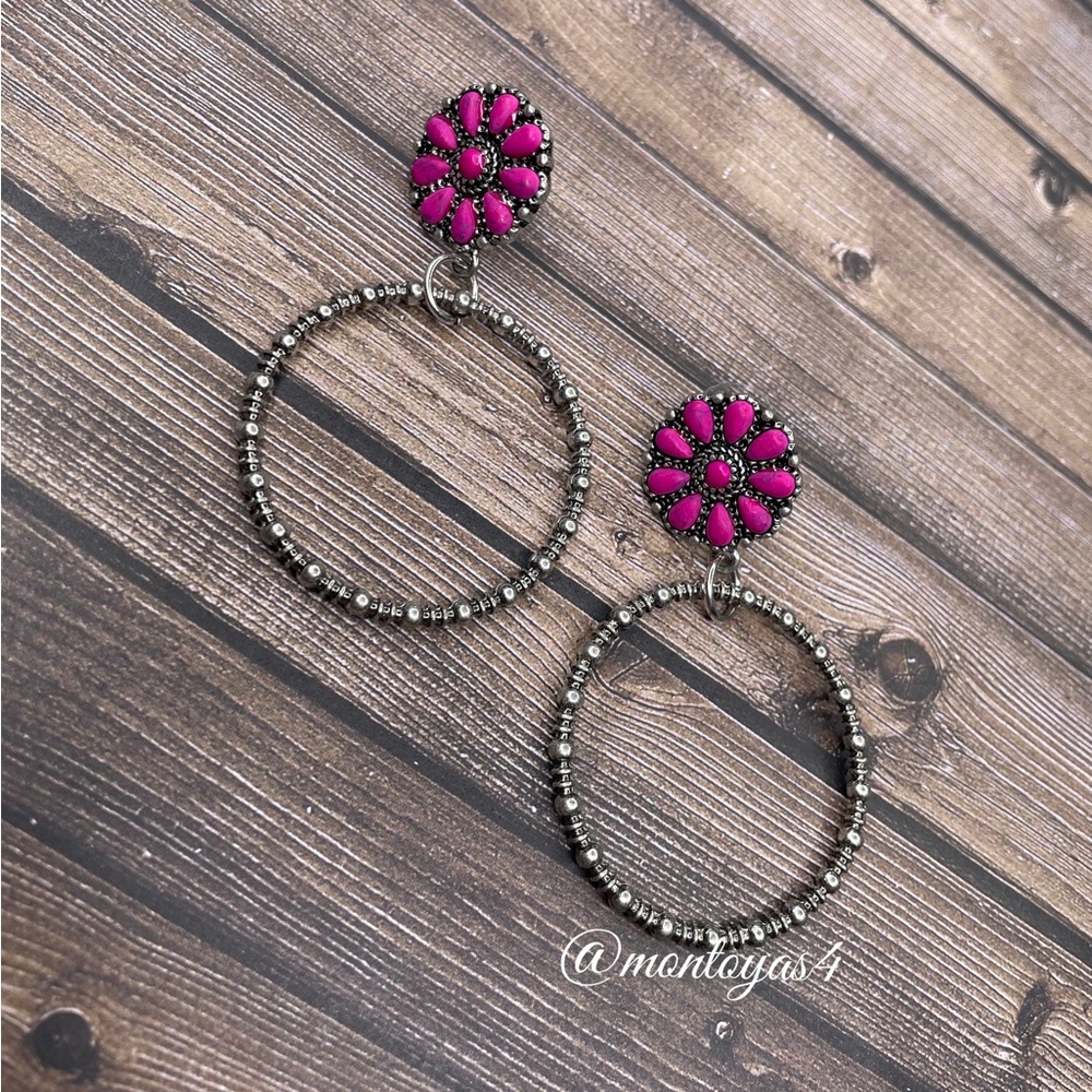 Pink squash blossom earrings